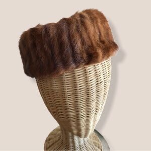 Vintage Pill Box Style Fur Hat